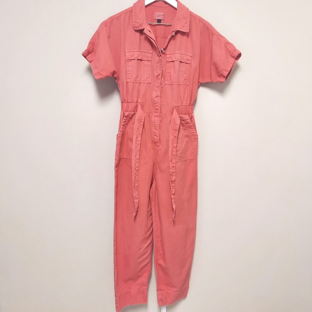 Universal Thread Coral Short Sleeve Utility Jumpsuit Women‎ Size 0 Button